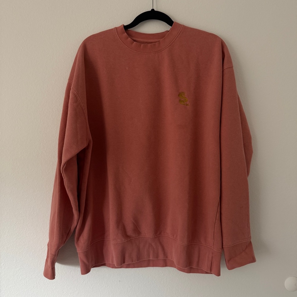 AAPI Dragon Embroidery Terracotta Crewneck Sweatshirt – Oversized XL